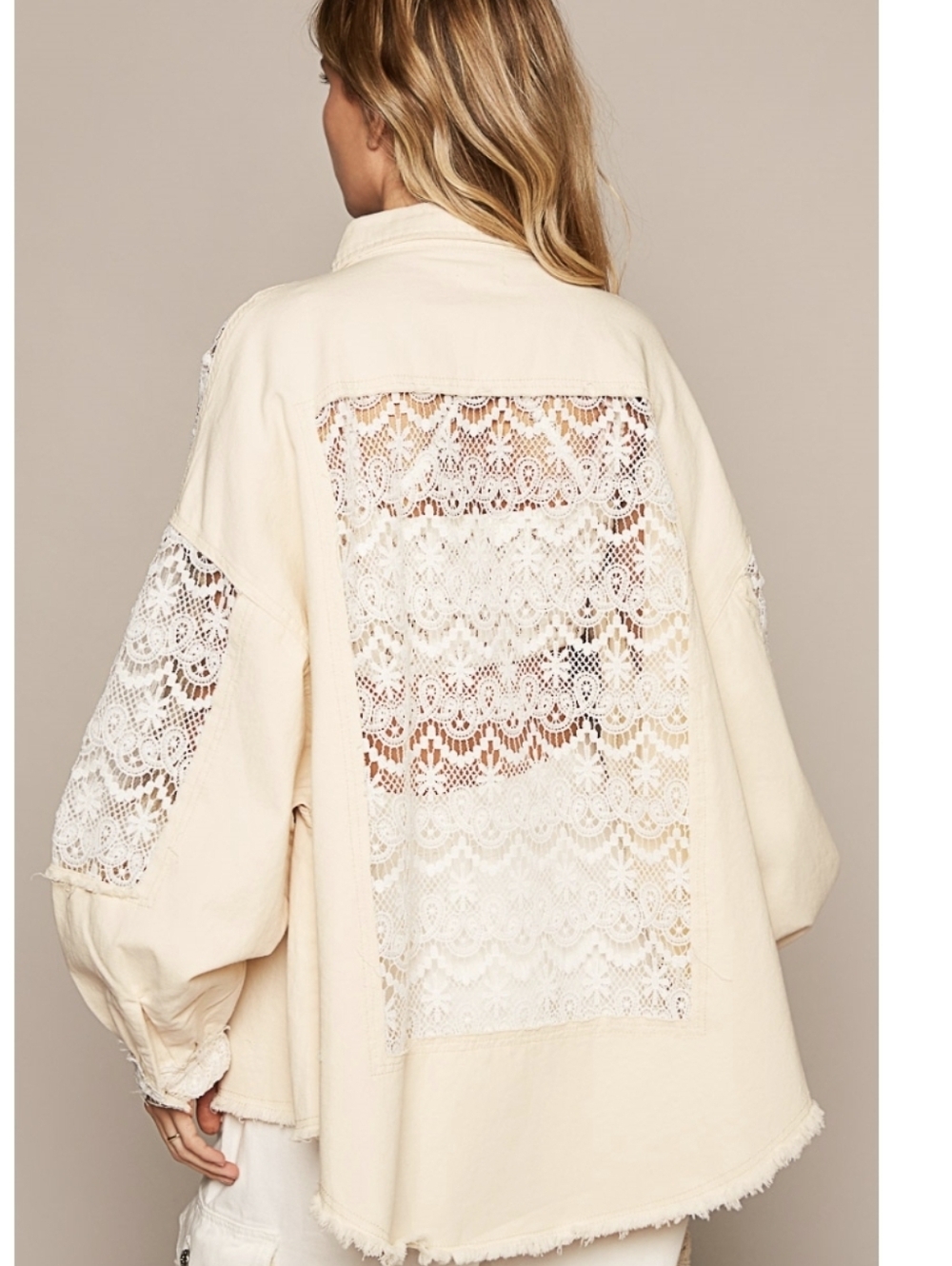 POL NWT Wholesale Vintage oversize lace patch front pockets shacket M